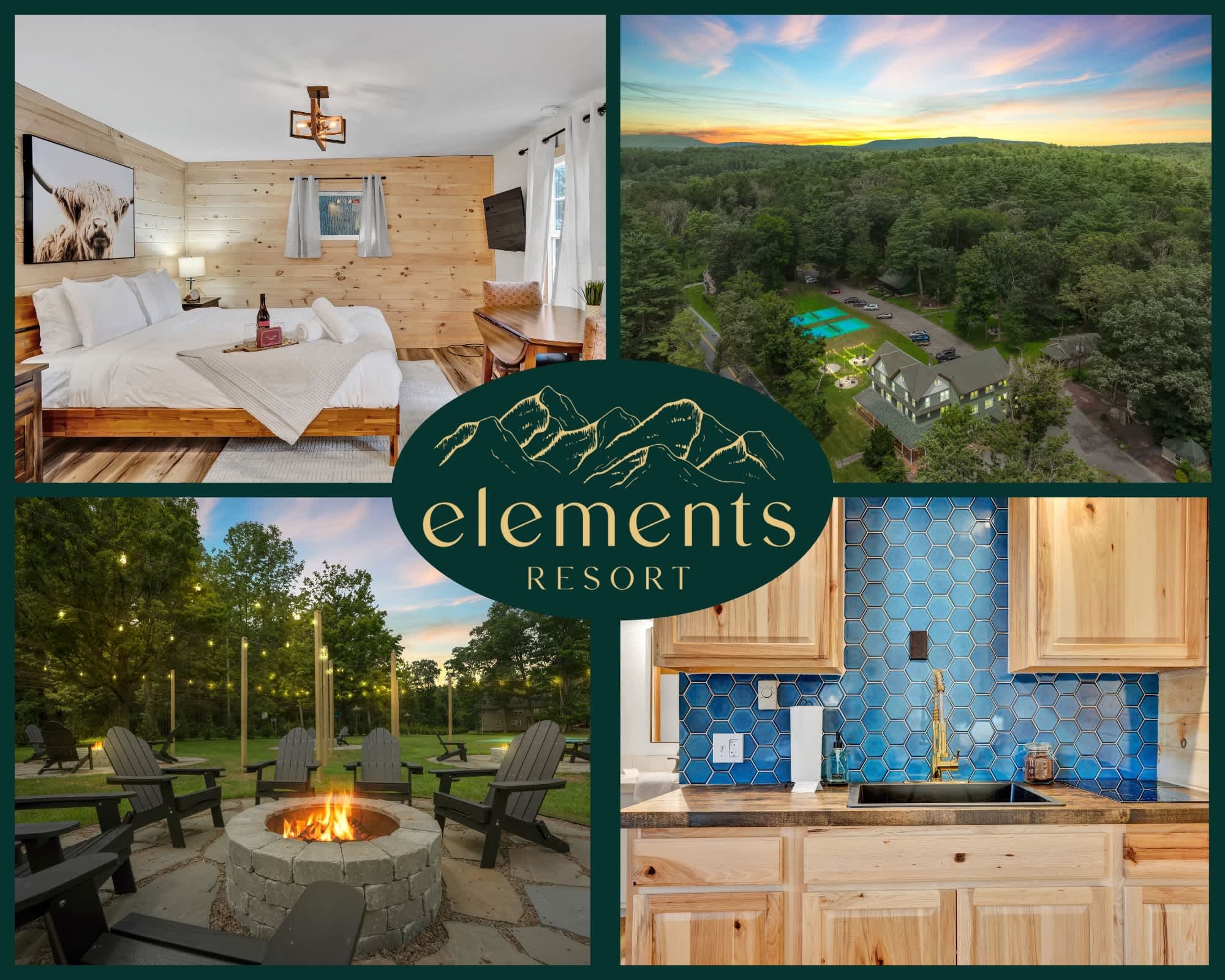 Elements Modern Pocono Cottage | Pickle | Firepits